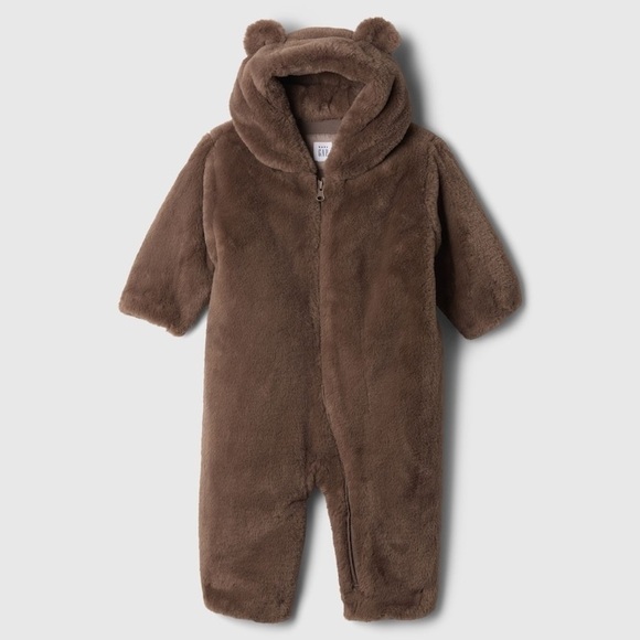 Cozy Brown Bear Baby One Piece Jacket - Picture 1 of 8